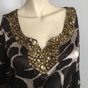 Carina tunic with beaded neckline